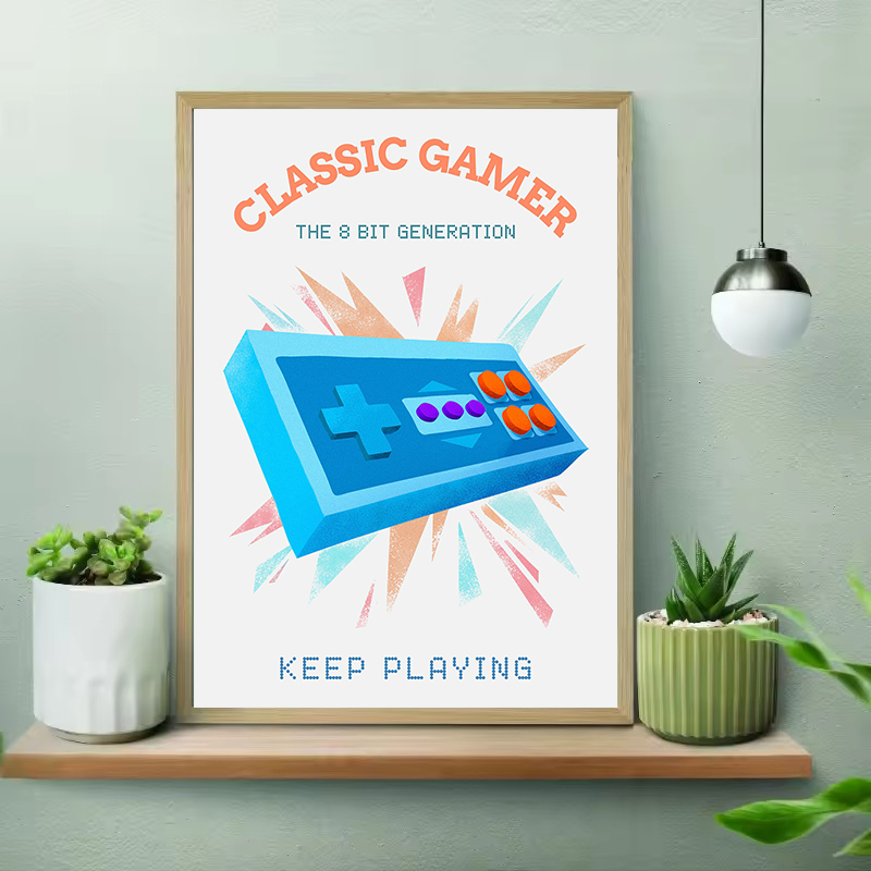 Retro Kleurrijke Gamer met Joy - Gaming Console Picture recensie en prijs
